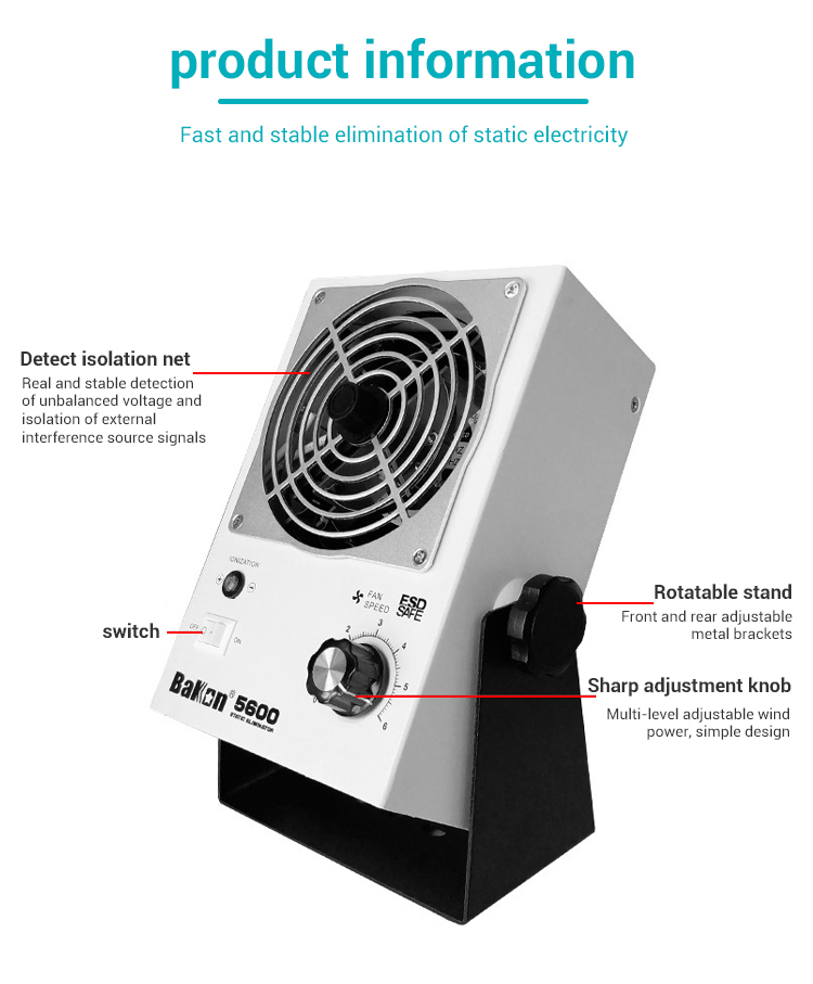 BAKON BK5600 AC Static elimination desktop mini ESD Ionizing Air Blower